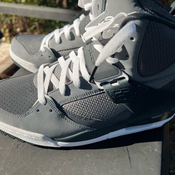 Gray and White High-Top Sneakers - Picture 9 of 10